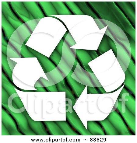 Royalty-Free (RF) Clipart Illustration of a White Circle Of Recycle Arrows Over Green Leaves by Arena Creative