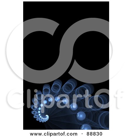 Royalty-Free (RF) Clipart Illustration of a Blue Fractal Tentacle On Black by Arena Creative