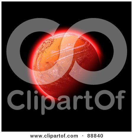 Royalty-Free (RF) Clipart Illustration of a Glowing Red Planet In Blackness by Arena Creative