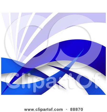 Royalty-Free (RF) Clipart Illustration of a Background Of Blue Swooshes On White by Arena Creative