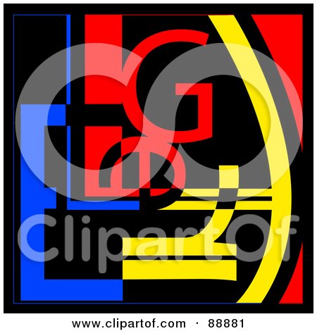 Royalty-Free (RF) Clipart Illustration of a Red, Yellow, Blue And Black Typography Background by Arena Creative