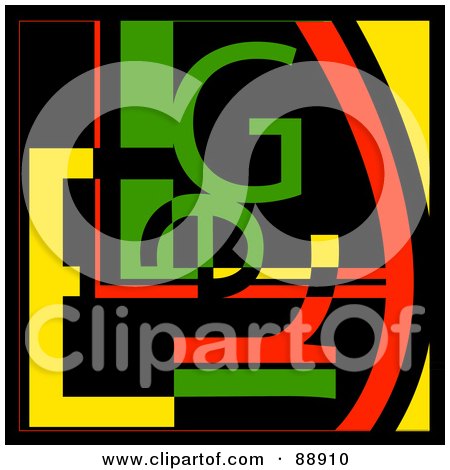 Royalty-Free (RF) Clipart Illustration of a Green, Red And Yellow Typography Background by Arena Creative
