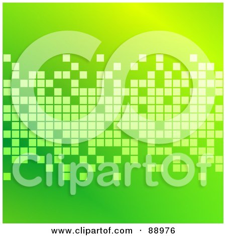 Royalty-Free (RF) Clipart Illustration of a Green Background With Pixel Blocks by Prawny