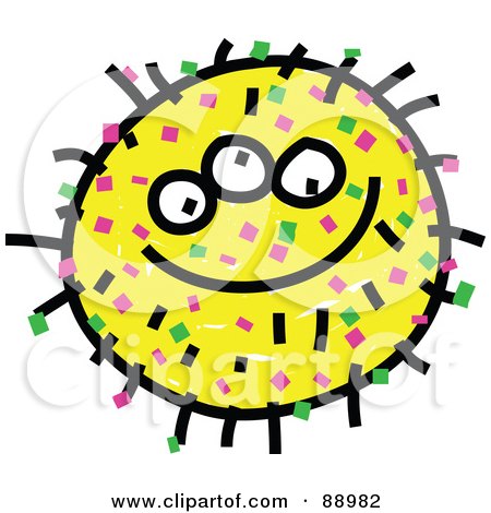 Royalty-Free (RF) Clipart Illustration of a Yellow Grinning Germ Cartoon by Prawny