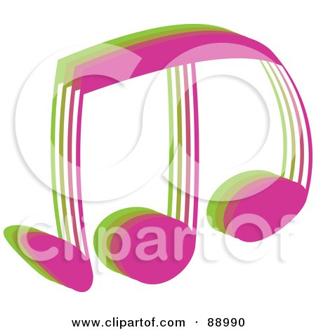 Royalty-Free (RF) Clipart Illustration of a Green And Pink Music Notes by Prawny