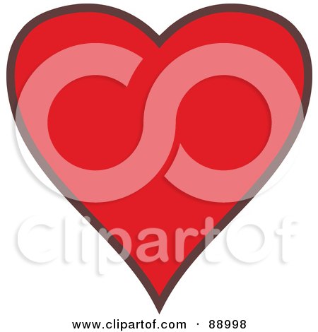 Royalty-Free (RF) Clipart Illustration of a Solid Red Heart With A Gray Outline by Prawny