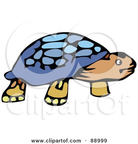 Royalty-Free (RF) Clipart Illustration of an Old Tortoise With A Blue Shell by Prawny