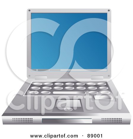 Royalty-Free (RF) Clipart Illustration of a Blue Screen On A Silver Laptop Computer by Prawny