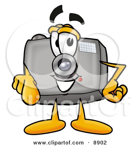 Clipart Picture of a Camera Mascot Cartoon Character Pointing at the Viewer by Mascot Junction