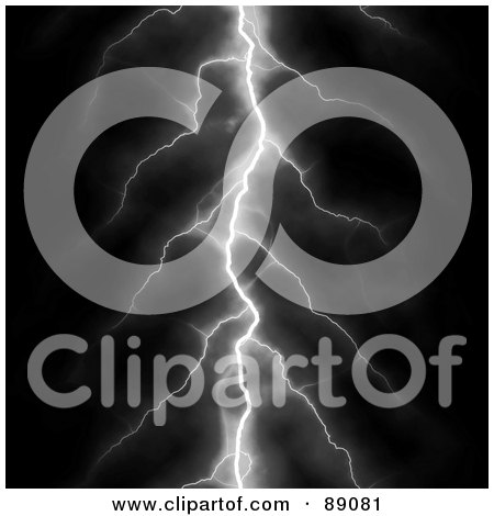 Royalty-Free (RF) Clipart Illustration of a Straight White Lightning Bolt On Black by Arena Creative