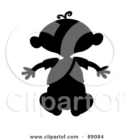 Royalty-Free (RF) Clipart Illustration of a Black Silhouetted Baby Boy Sitting by Pams Clipart