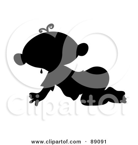 Royalty-Free (RF) Clipart Illustration of a Black Silhouetted Baby Crawling by Pams Clipart