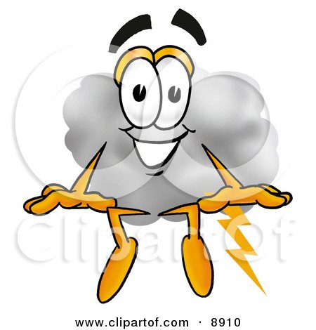Clipart Picture of a Cloud Mascot Cartoon Character Sitting by Mascot Junction
