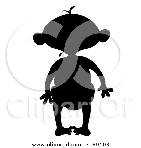 Royalty-Free (RF) Clipart Illustration of a Black Silhouetted Baby Boy In A Diaper by Pams Clipart