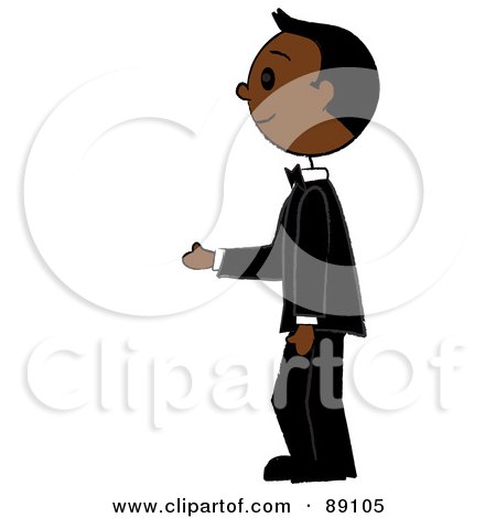 Royalty-Free (RF) Clipart Illustration of an African Groom Standing In A Tuxedo by Pams Clipart