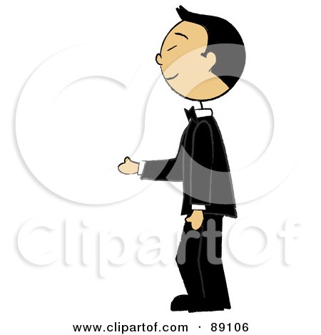 Royalty-Free (RF) Clipart Illustration of an Asian Groom Standing In A Tuxedo by Pams Clipart
