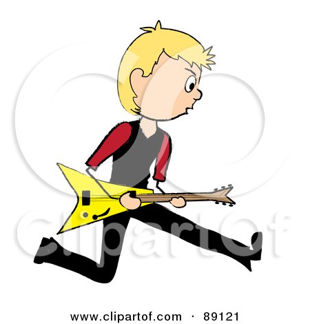 Royalty-Free (RF) Clipart Illustration of a Blond Male Guitarist by Pams Clipart