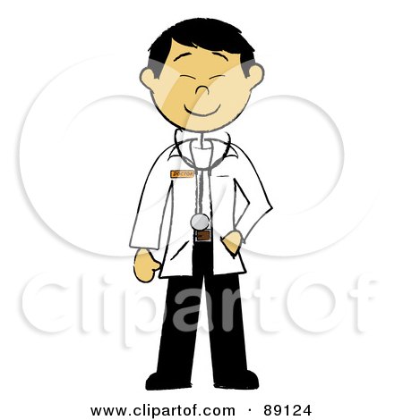 Royalty-Free (RF) Clipart Illustration of a Friendly Male Asian Doctor by Pams Clipart