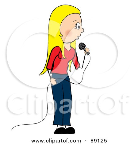 Royalty-Free (RF) Clipart Illustration of a Blond Female Singer Standing by Pams Clipart
