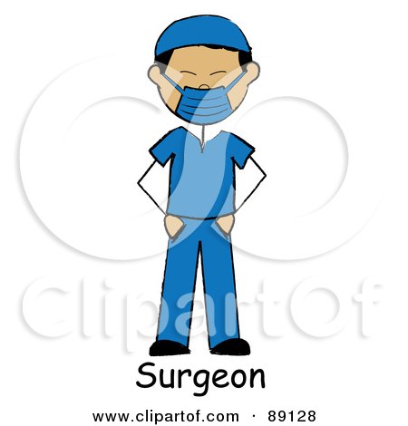 Royalty-Free (RF) Clipart Illustration of an Asian Male Surgeon In Scrubs by Pams Clipart