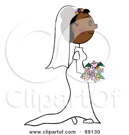 Royalty-Free (RF) Clipart Illustration of an African Bride In Her Gown by Pams Clipart