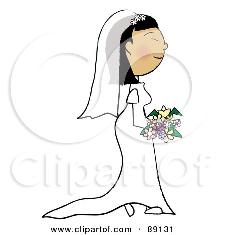 Royalty-Free (RF) Clipart Illustration of an Asian Bride In Her Gown by Pams Clipart