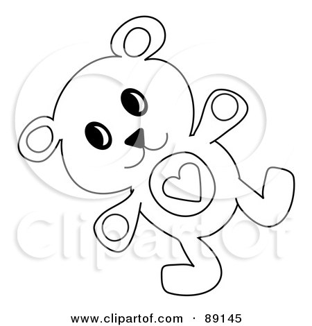 Royalty-Free (RF) Clipart Illustration of an Outlined Teddy Bear With A Heart Belly by Pams Clipart