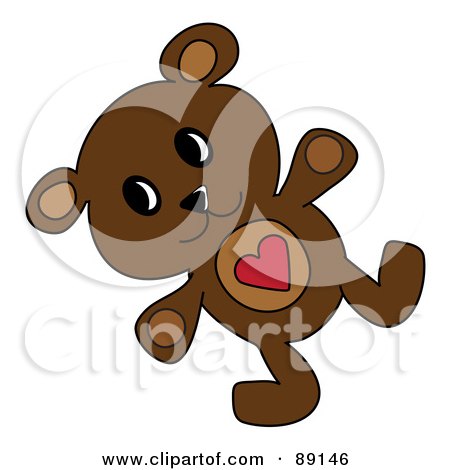 Royalty-Free (RF) Clipart Illustration of a Brown Teddy Bear With A Heart Belly by Pams Clipart