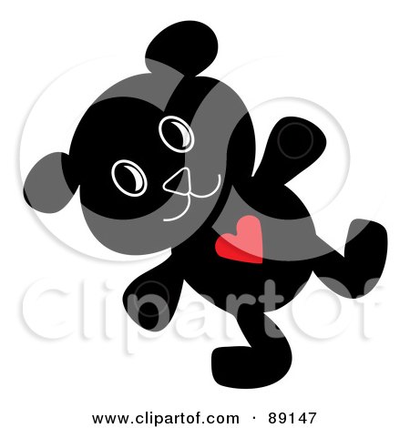Royalty-Free (RF) Clipart Illustration of a Black Teddy Bear With A Heart Belly by Pams Clipart