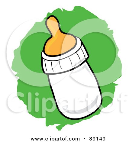 Royalty-Free (RF) Clipart Illustration of a Plastic Baby Bottle Over Green by Pams Clipart
