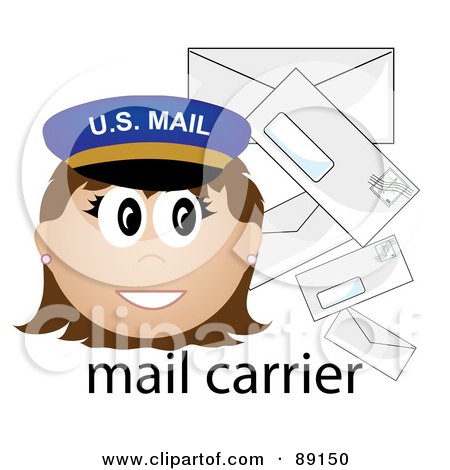 Royalty-Free (RF) Clipart Illustration of a Female Caucasian Mail Carrier With Letters by Pams Clipart