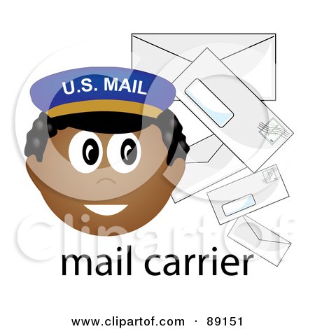 Royalty-Free (RF) Clipart Illustration of a Male African Mail Carrier With Letters by Pams Clipart