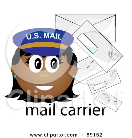 Royalty-Free (RF) Clipart Illustration of a Female Hispanic Mail Carrier With Letters by Pams Clipart