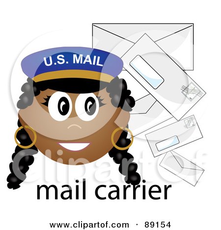 Royalty-Free (RF) Clipart Illustration of a Female African Mail Carrier With Letters by Pams Clipart