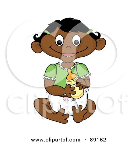 Royalty-Free (RF) Clipart Illustration of an Indian Baby Girl Holding A Bottle by Pams Clipart