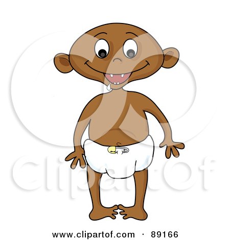 Royalty-Free (RF) Clipart Illustration of an Indian Baby Boy Standing In A Diaper by Pams Clipart