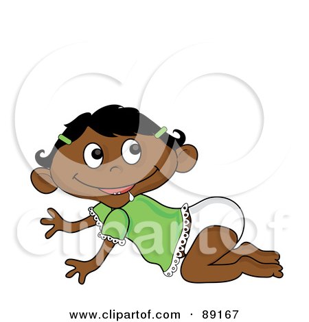 Royalty-Free (RF) Clipart Illustration of a Crawling Baby Indian Girl by Pams Clipart