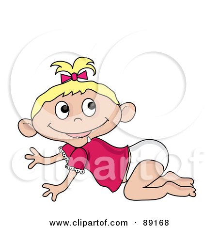 Royalty-Free (RF) Clipart Illustration of a Crawling Baby Caucasian Girl by Pams Clipart