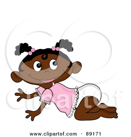 Royalty-Free (RF) Clipart Illustration of a Crawling Baby African Girl by Pams Clipart