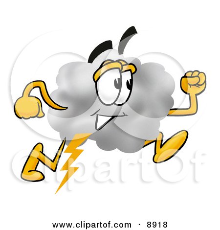 Clipart Picture of a Cloud Mascot Cartoon Character Running by Mascot Junction