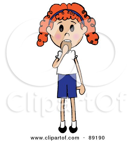 Royalty-Free (RF) Clipart Illustration of a Caucasian Doodle Girl Eating A Cookie by Pams Clipart