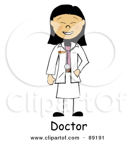 Royalty-Free (RF) Clipart Illustration of a Female Stick Asian Doctor Over Text by Pams Clipart