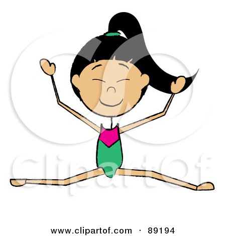 Royalty-Free (RF) Clipart Illustration of a Stick Asian Gymnast Girl by Pams Clipart