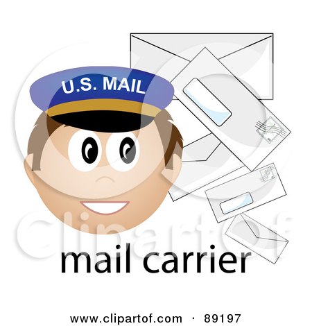Royalty-Free (RF) Clipart Illustration of a Male Caucasian Mail Carrier With Letters by Pams Clipart