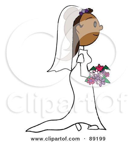 Royalty-Free (RF) Clipart Illustration of a Hispanic Bride In Her Gown by Pams Clipart