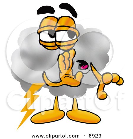 Clipart Picture of a Cloud Mascot Cartoon Character Whispering and Gossiping by Mascot Junction