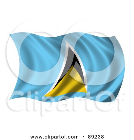 Royalty-Free (RF) Clipart Illustration of a 3d Silky Rippling Saint Lucia Flag by stockillustrations