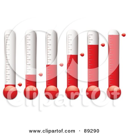 Royalty-Free (RF) Clipart Illustration of a Digital Collage Of Thermometers At Different Levels by michaeltravers