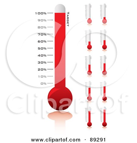Royalty-Free (RF) Clipart Illustration of a Digital Collage Of Thermometer Percentages by michaeltravers
