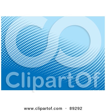 Royalty-Free (RF) Clipart Illustration of a Blue Halftone Dot Wave Background by michaeltravers